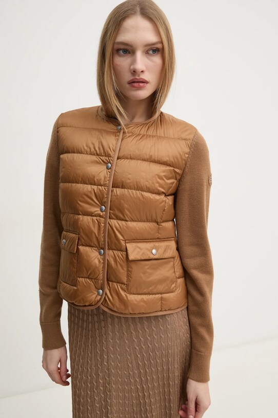 Пухено яке с вълна Tommy Hilfiger без качулка кафяв WW0WW44343