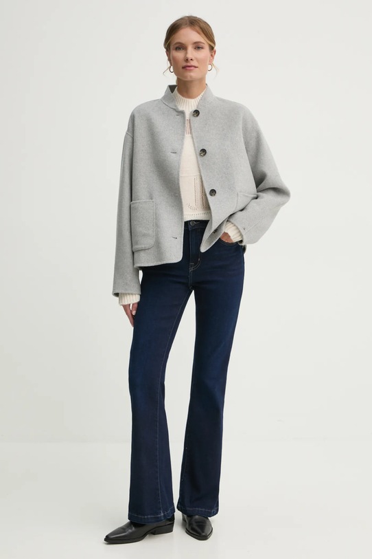 Vlněná bunda Tommy Hilfiger WW0WW44978 šedá SS25