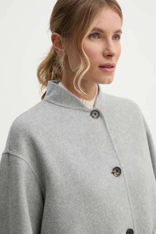 Vlněná bunda Tommy Hilfiger šedá WW0WW44978