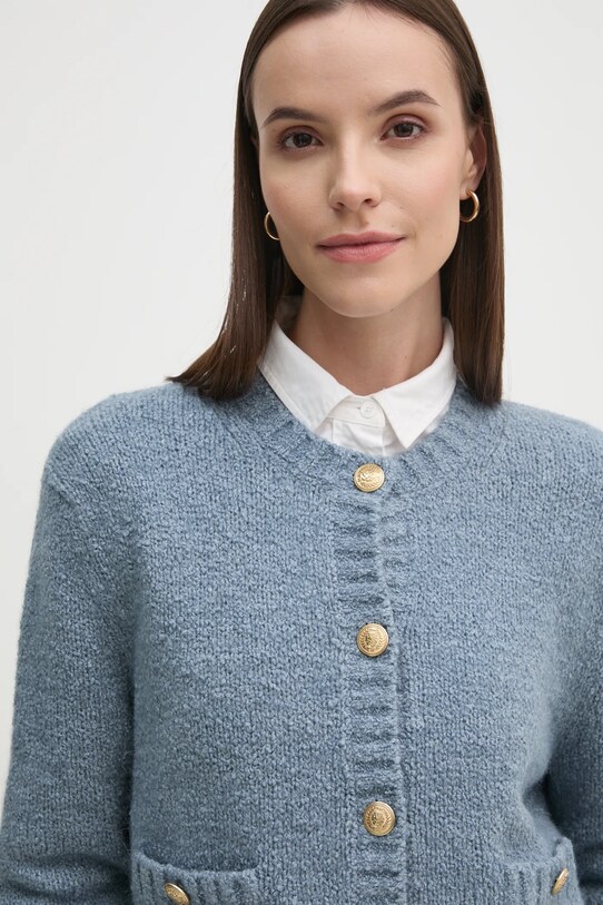 Кардиган з домішкою вовни Tommy Hilfiger блакитний WW0WW44473