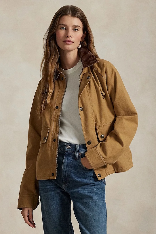 Бавовняна куртка Polo Ralph Lauren з підкладкою бежевий 211924352