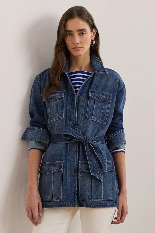 Lauren Ralph Lauren kurtka jeansowa bez kaptura niebieski 200957686