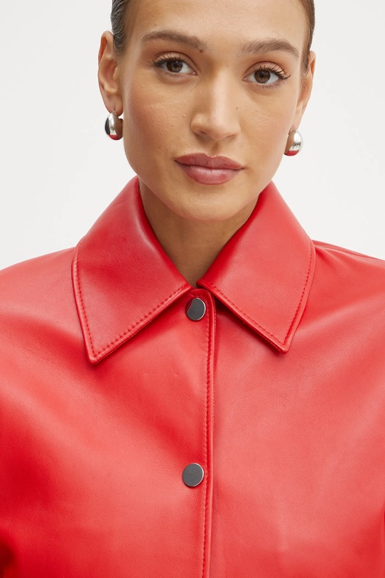 Kožená bunda BOSS červená 50535759