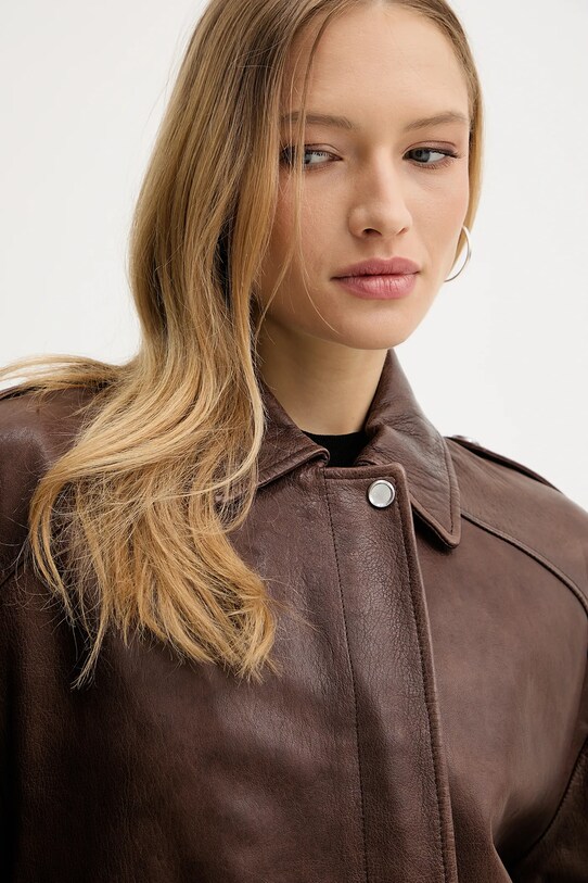 Kožená bunda Pinko hnedá 105012.A2I1