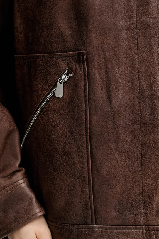 Kožená bunda Pinko 105012.A2I1 hnedá