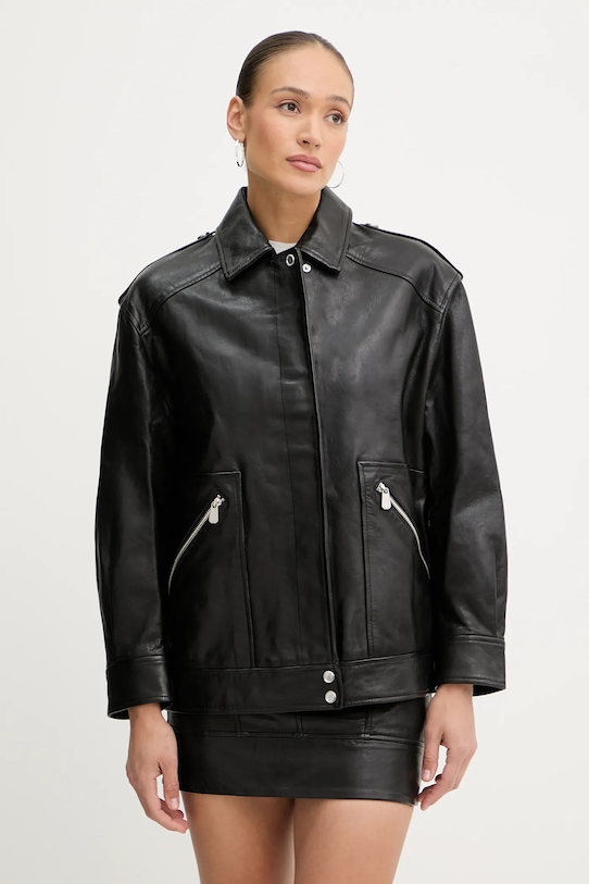 Pinko kurtka skórzana nieocieplane czarny 105012.A2I1