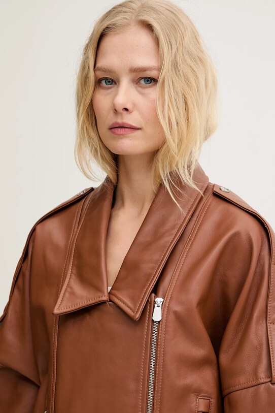 Pinko ramoneska skórzana brązowy 104877.A21L
