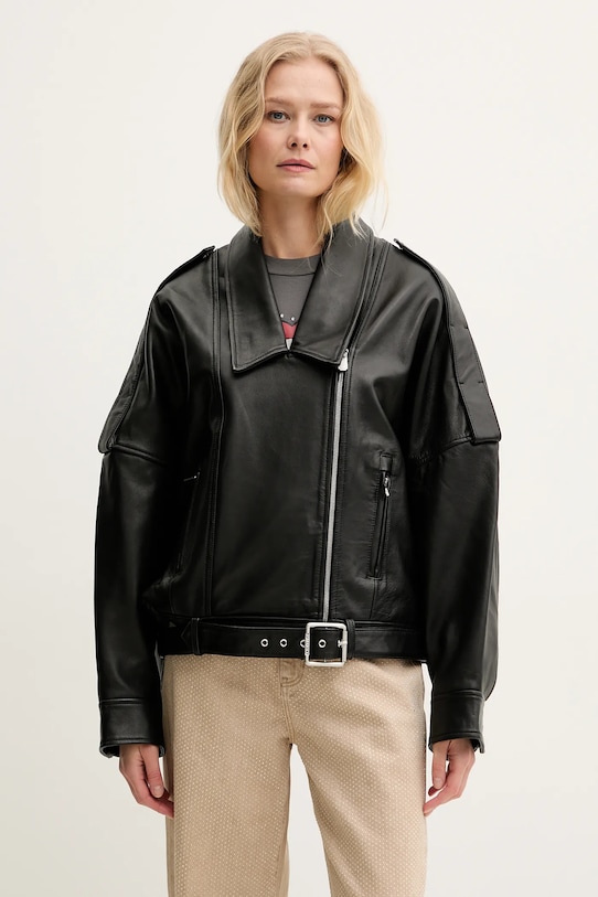Pinko geaca ramones de piele 104877.A21L negru SS25