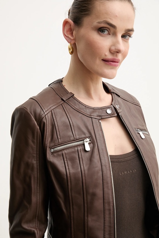 Kožená bunda Pinko hnedá 104914.A2HT