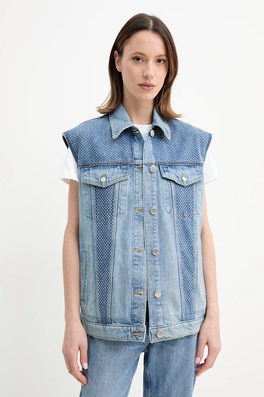 Pinko bezrękawnik jeansowy bez kaptura niebieski 104956.A2F7