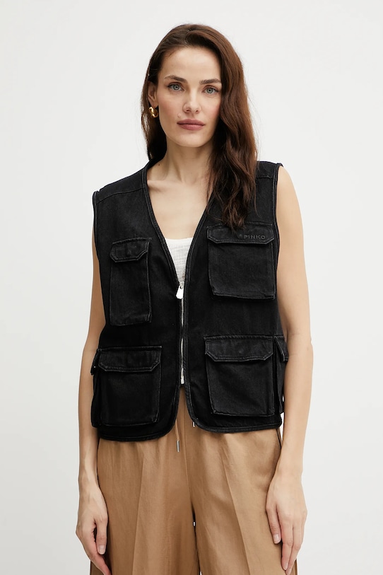 Γιλέκο τζιν Pinko χωρίς κουκούλα μαύρο 105053.A2HF