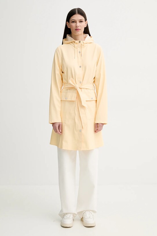Rains geaca Curve Long Jacket W3 18130.111 galben SS25