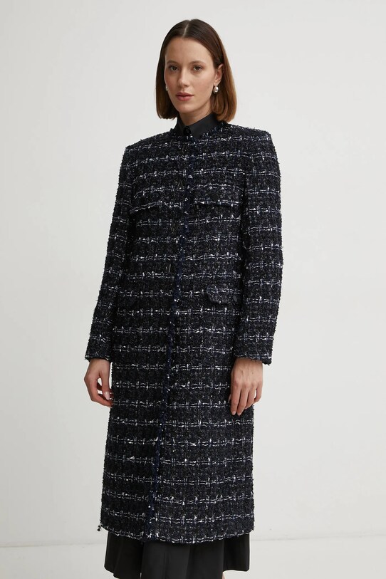 Karl Lagerfeld palton din lana cu captuseala bleumarin A1W15022