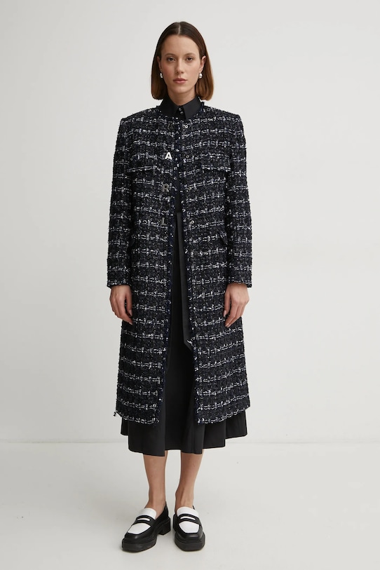 Kaput s primjesom vune Karl Lagerfeld A1W15022 mornarsko plava SS25