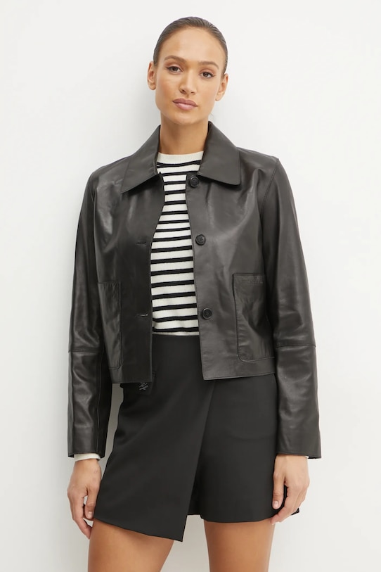 Kožená bunda Karl Lagerfeld černá A1W15044