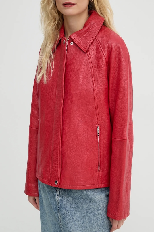 Samsoe Samsoe bőrdzseki SANOK piros F24400104