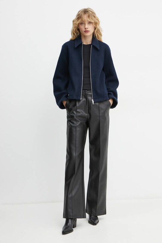 Вълнено яке Samsoe Samsoe SAANNA F24400017 тъмносин SS25