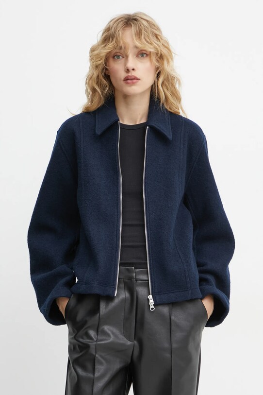 Вълнено яке Samsoe Samsoe SAANNA тъмносин F24400017