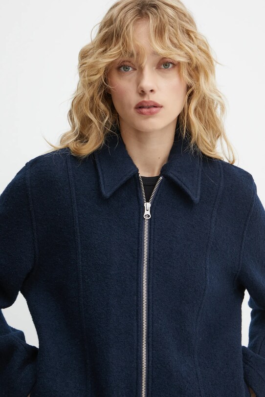 Вълнено яке Samsoe Samsoe SAANNA F24400017 тъмносин