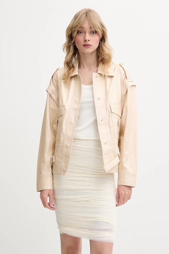 IRO geacă de piele cu captuseala bej WM137BOCAR