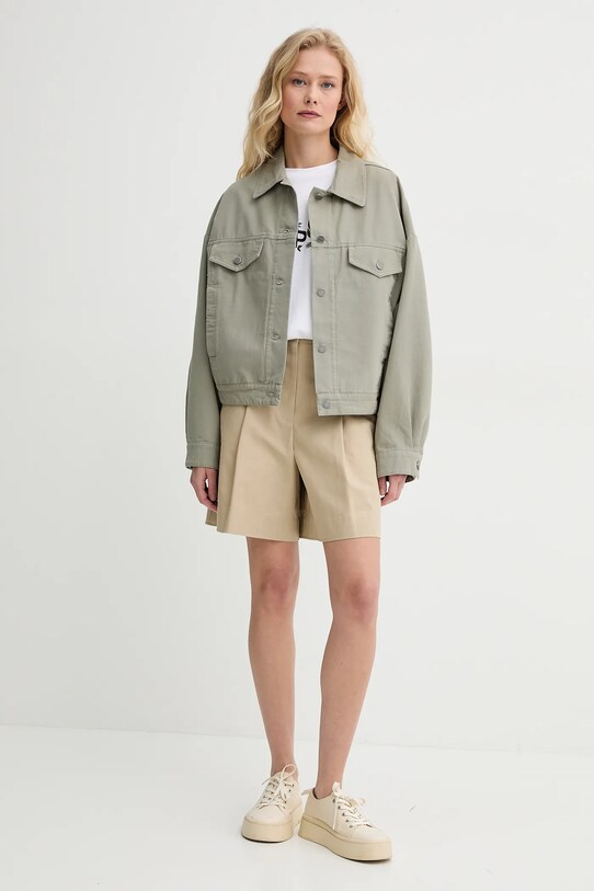 A.P.C. pamut kabát blouson cally COGBJ.F02905 zöld SS25