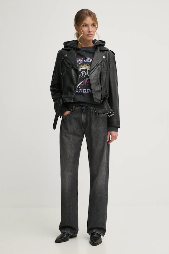 Pepe Jeans giacca da motociclista FRANKA PL402494 nero SS25