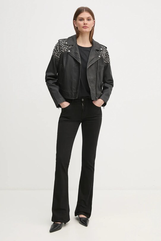 Pepe Jeans geaca ramones de piele FANTASY PL402523 negru SS25
