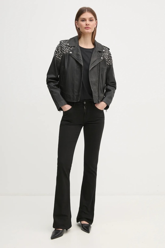 Кожено яке Pepe Jeans FANTASY PL402523 черен SS25