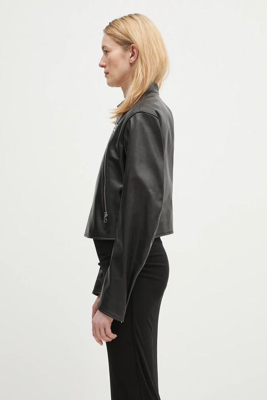 Кожаная куртка MM6 Maison Margiela S52AM0317 чёрный SS25
