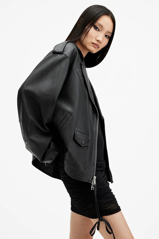 Одяг Шкіряна куртка AllSaints DAYLEN W006LB чорний