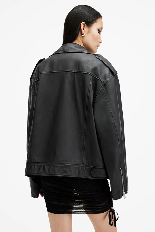 Шкіряна куртка AllSaints DAYLEN чорний W006LB