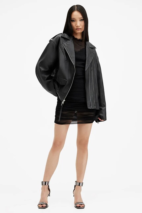 Шкіряна куртка AllSaints DAYLEN W006LB чорний