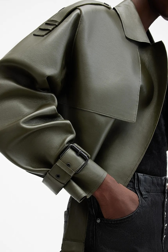 Odzież AllSaints kurtka skórzana OPHELIA W045LB zielony