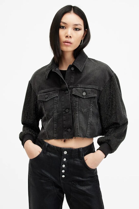 Хлопковая куртка AllSaints ANDERS джинс чёрный W117PB