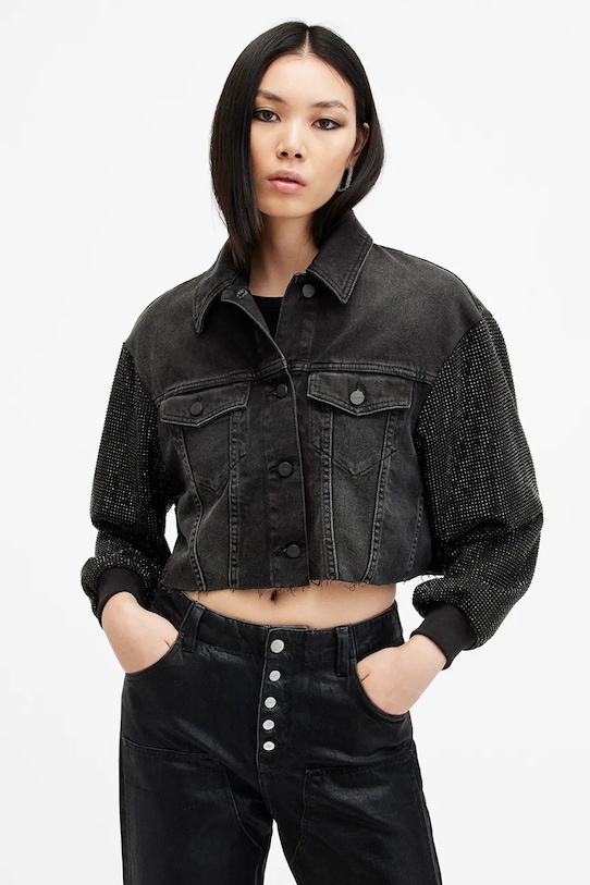 AllSaints kurtka bawełniana ANDERS bez kaptura czarny W117PB