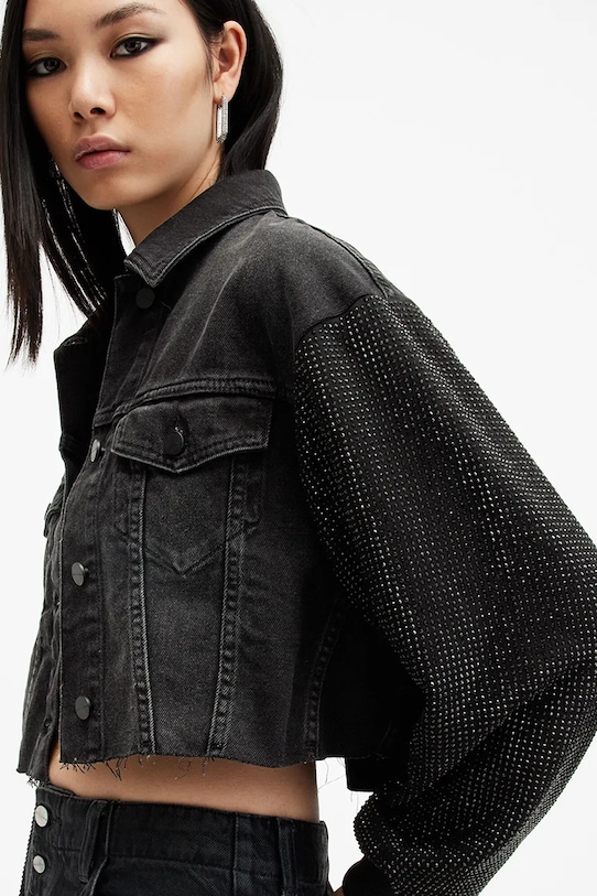 AllSaints kurtka bawełniana ANDERS W117PB czarny SS25