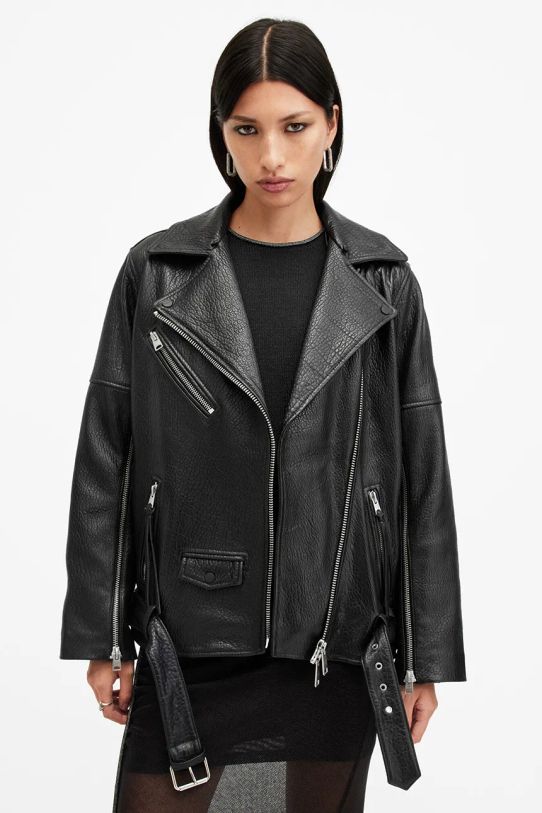 AllSaints kurtka skórzana VENDRA W136LB czarny