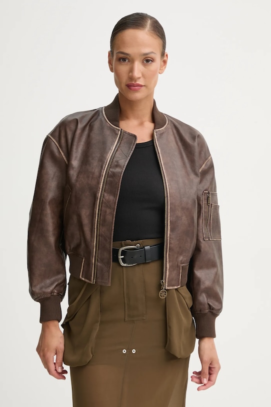 Bomber jakna Guess ANGELIQUE bez kapuljače smeđa W5RL21.WGW40