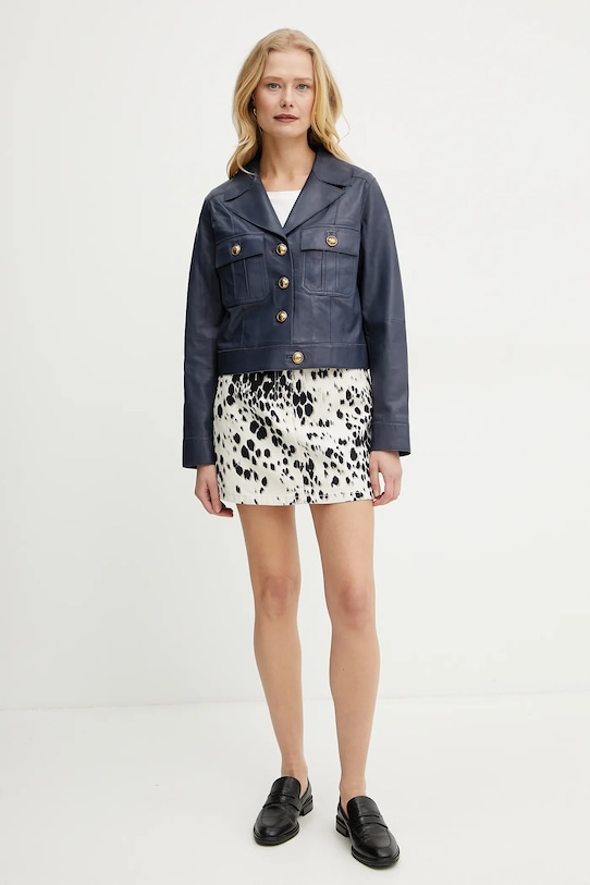 Luisa Spagnoli kurtka skórzana 541695 granatowy SS25