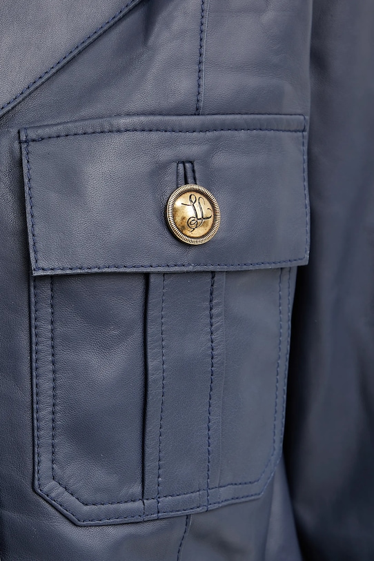 Luisa Spagnoli kurtka skórzana 541695 granatowy