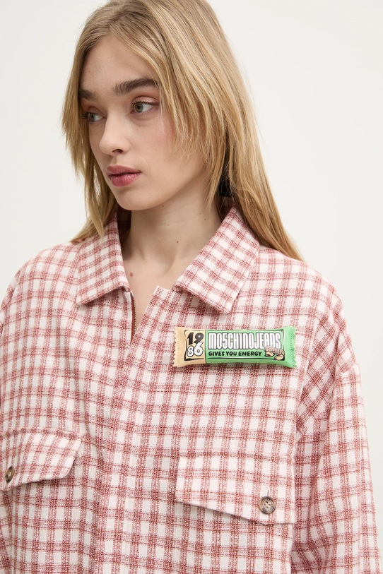 Bunda s příměsí vlny Moschino Jeans červená 0603.3226