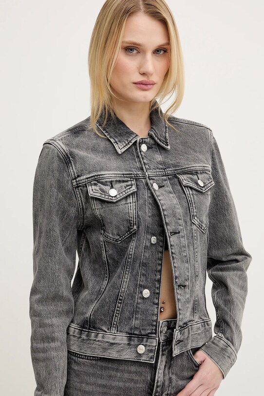 Rifľová bunda Moschino Jeans sivá 0512.3219