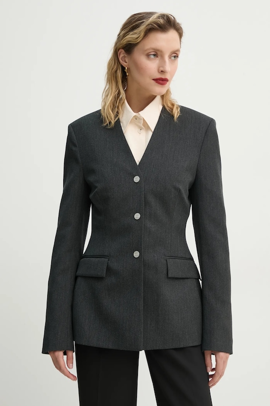 Шерстяной пиджак Nanushka LENKE с подкладкой серый NW25RSOW15094