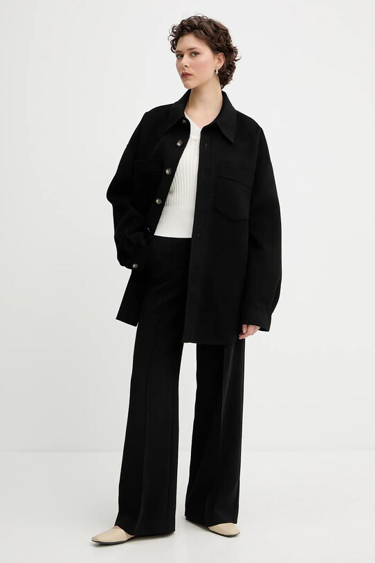 Шерстяная куртка-рубашка Nanushka MARTIN NM24CROW01899 чёрный SS25