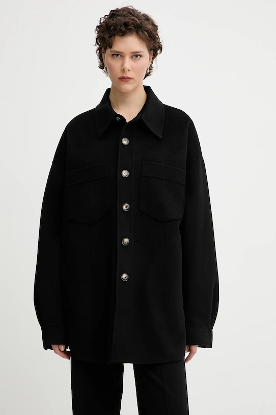 Nanushka jachetă de cămașă din lână MARTIN negru NM24CROW01899