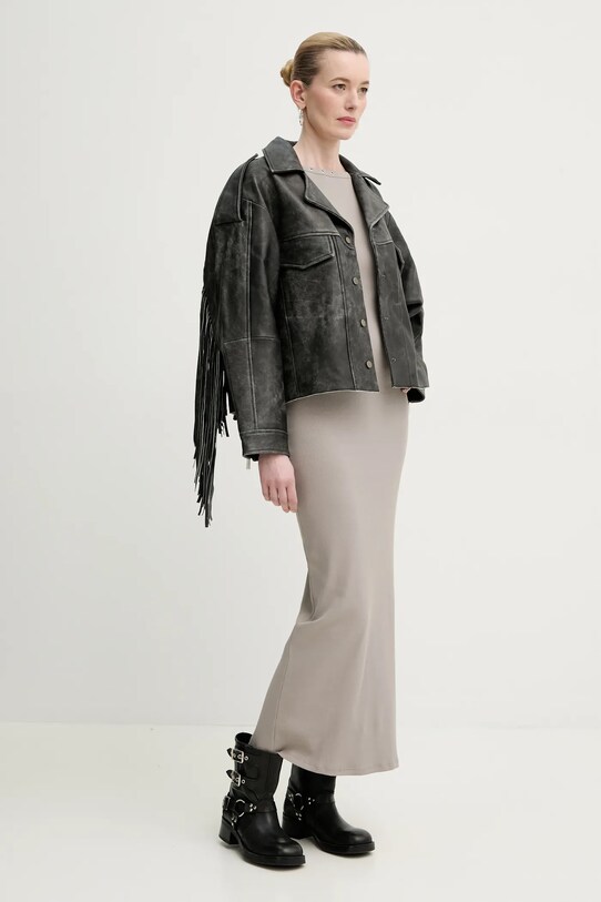 Gestuz giacca in pelle 10910027 grigio SS25