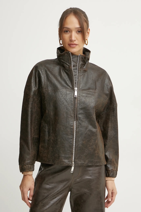 Kožená bunda MAX&Co. nezateplené hnědá 2516441021200