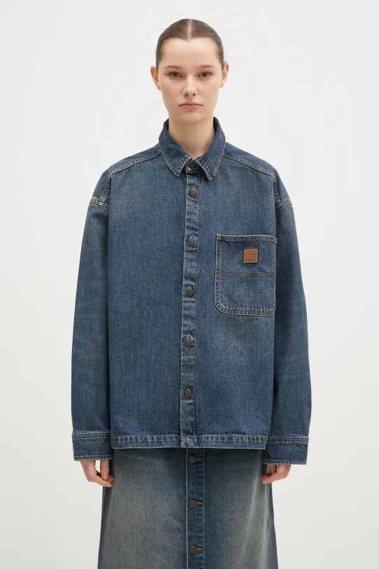 Carhartt WIP geacă din denim Lovilia Shirt Jac fara gluga albastru I034461.014Q