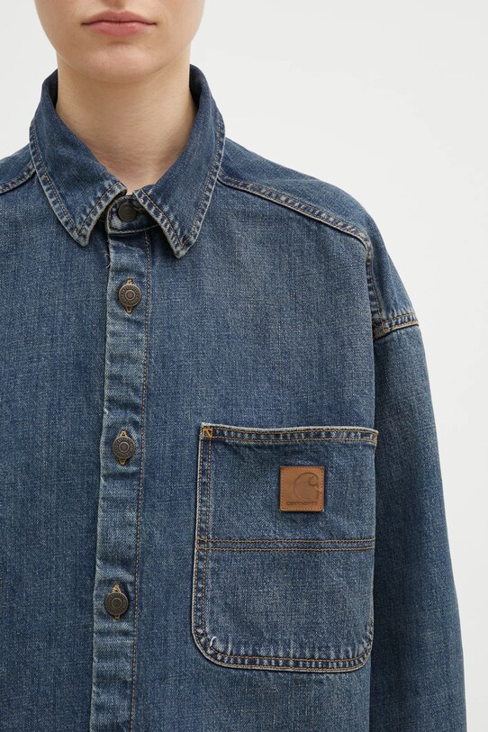 Carhartt WIP geacă din denim Lovilia Shirt Jac albastru I034461.014Q