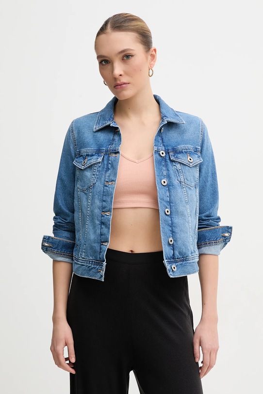 Pepe Jeans kurtka jeansowa bawełniana SLIM JACKET niebieski PL402430IA5